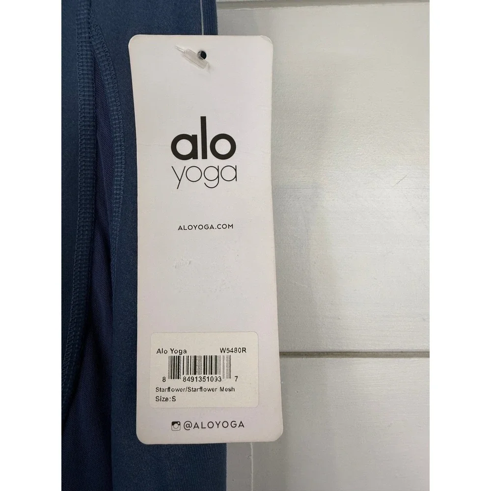 NWT Alo Yoga Motion Legging Starflower Blue Sheer Mesh Deadstock Activewear‎ S